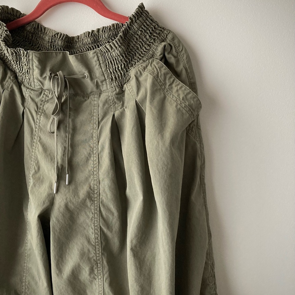 anthropologie hakama parachute culotte pants wide baggy skirt pleated green m - Picture 4 of 11